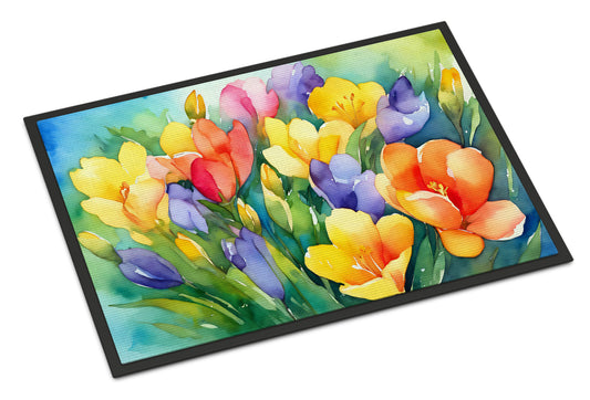 Buy this Freesias in Watercolor Doormat