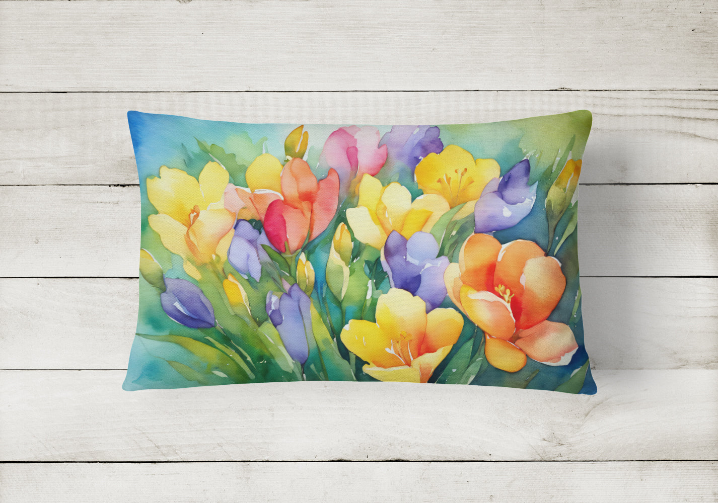 Freesias in Watercolor Throw Pillow