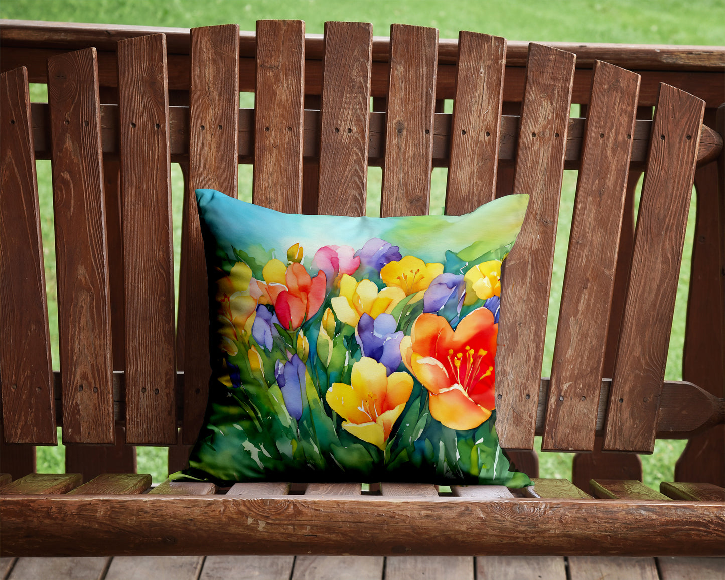 Freesias in Watercolor Throw Pillow