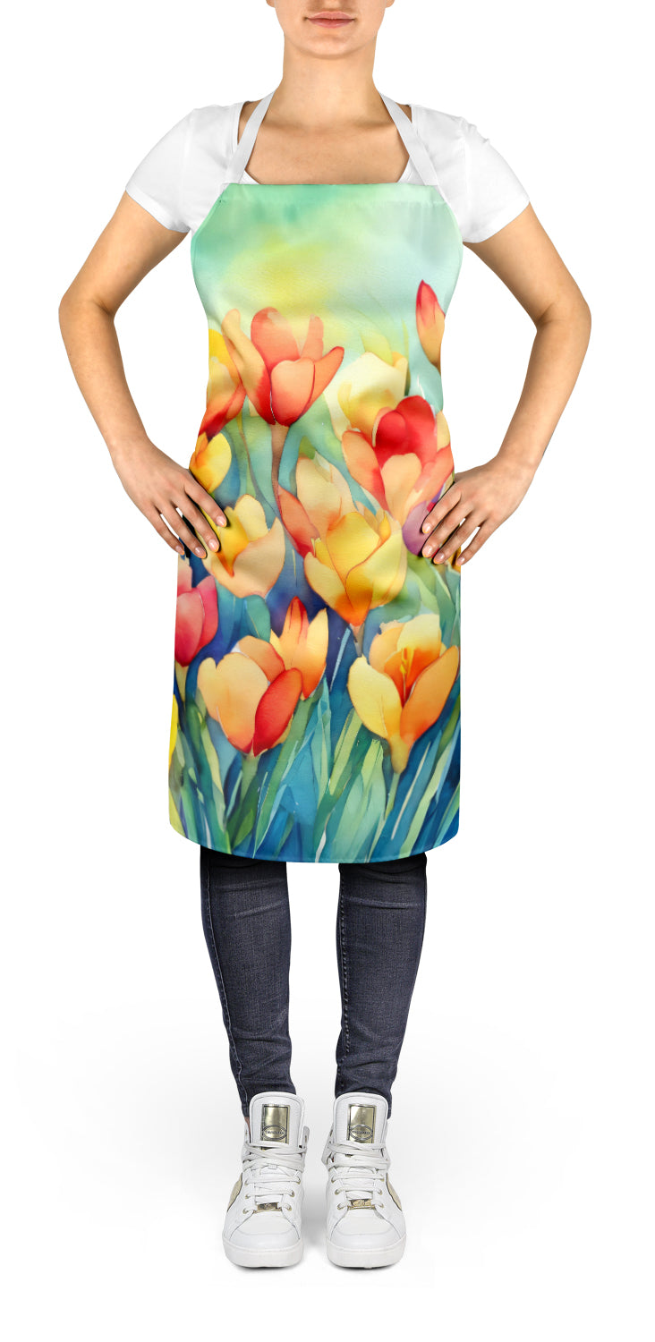 Freesias in Watercolor Apron