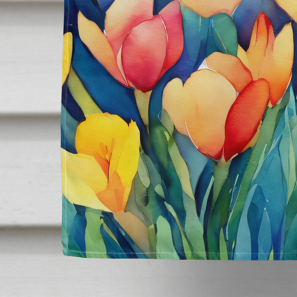 Freesias in Watercolor House Flag