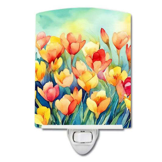 Buy this Freesias in Watercolor Ceramic Night Light