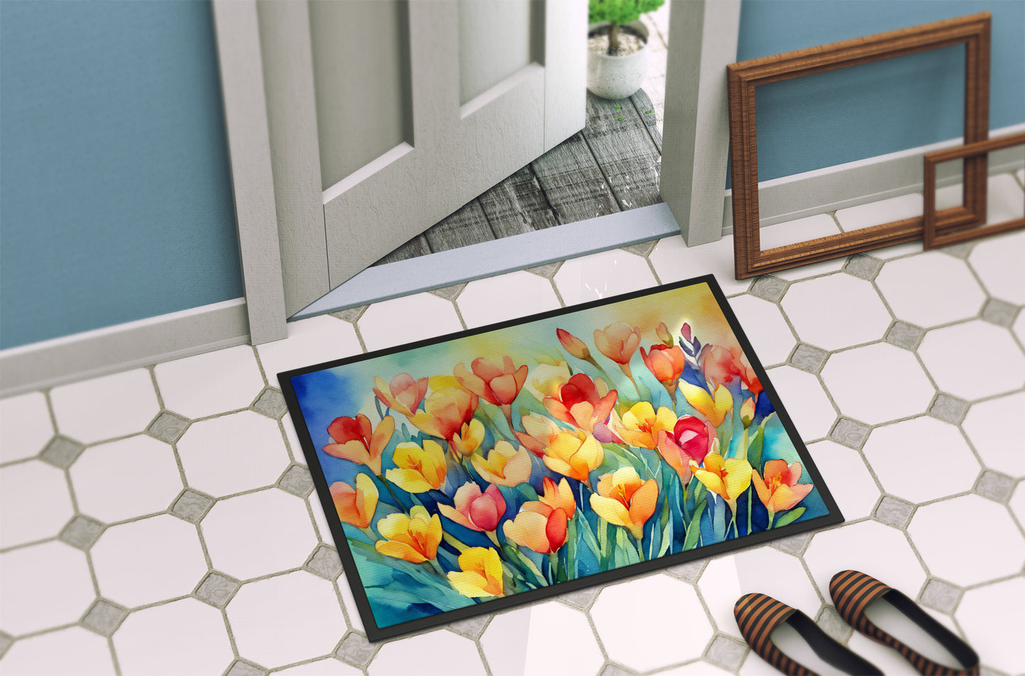 Freesias in Watercolor Doormat