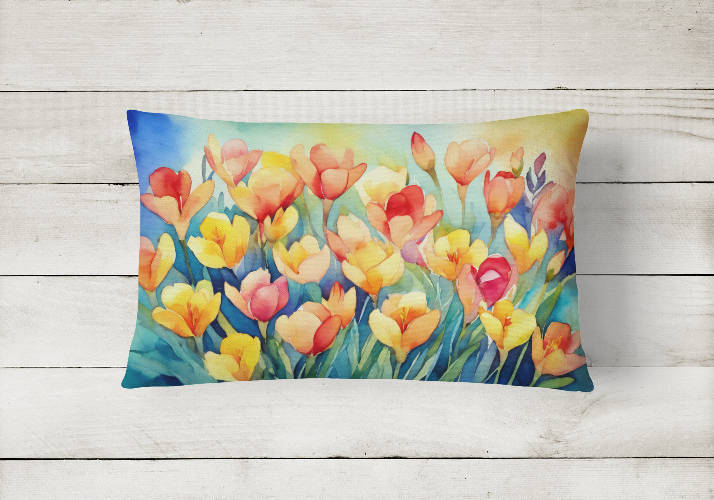 Freesias in Watercolor Throw Pillow