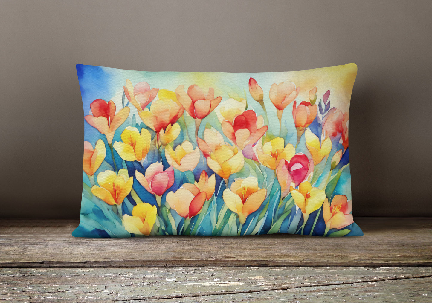 Freesias in Watercolor Throw Pillow