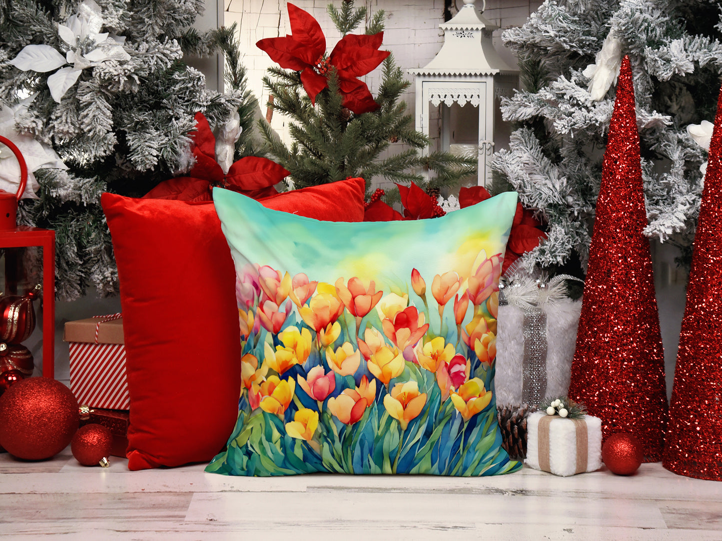 Freesias in Watercolor Throw Pillow