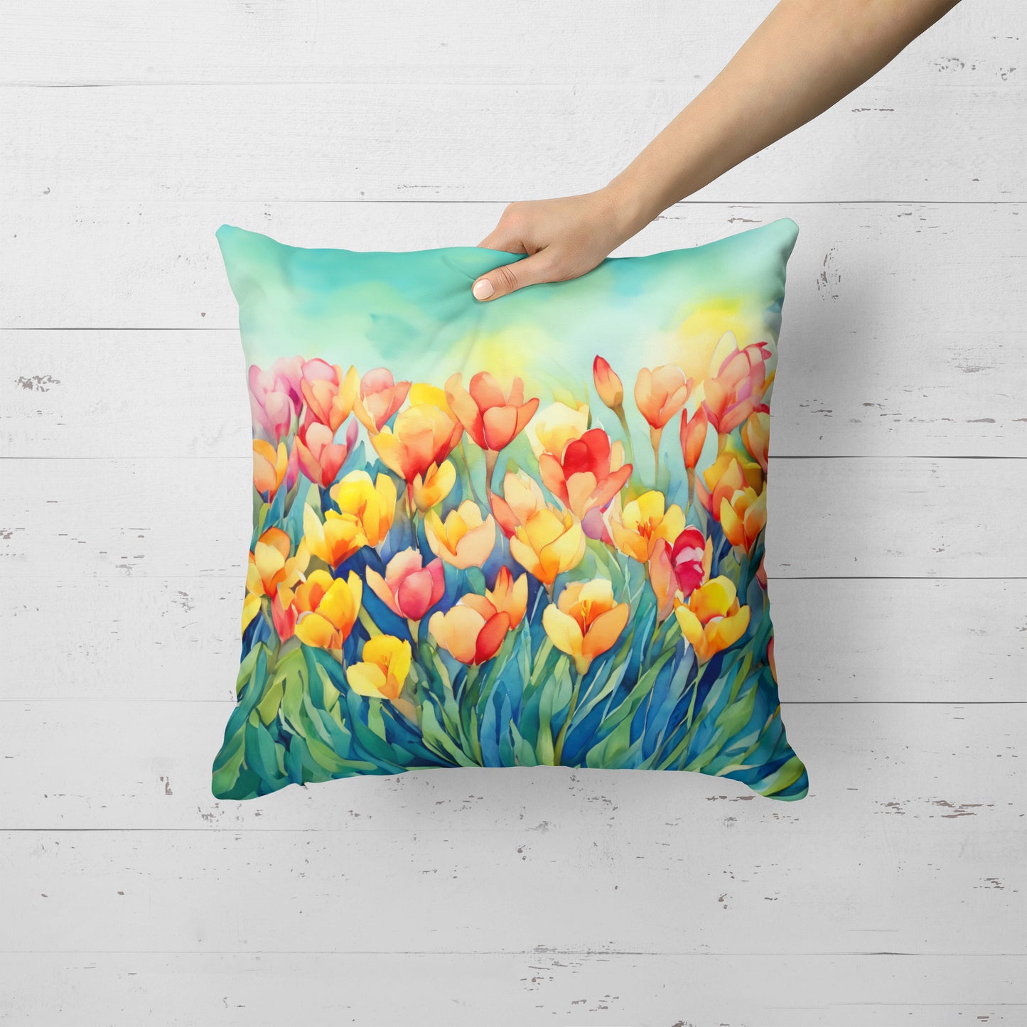 Freesias in Watercolor Throw Pillow