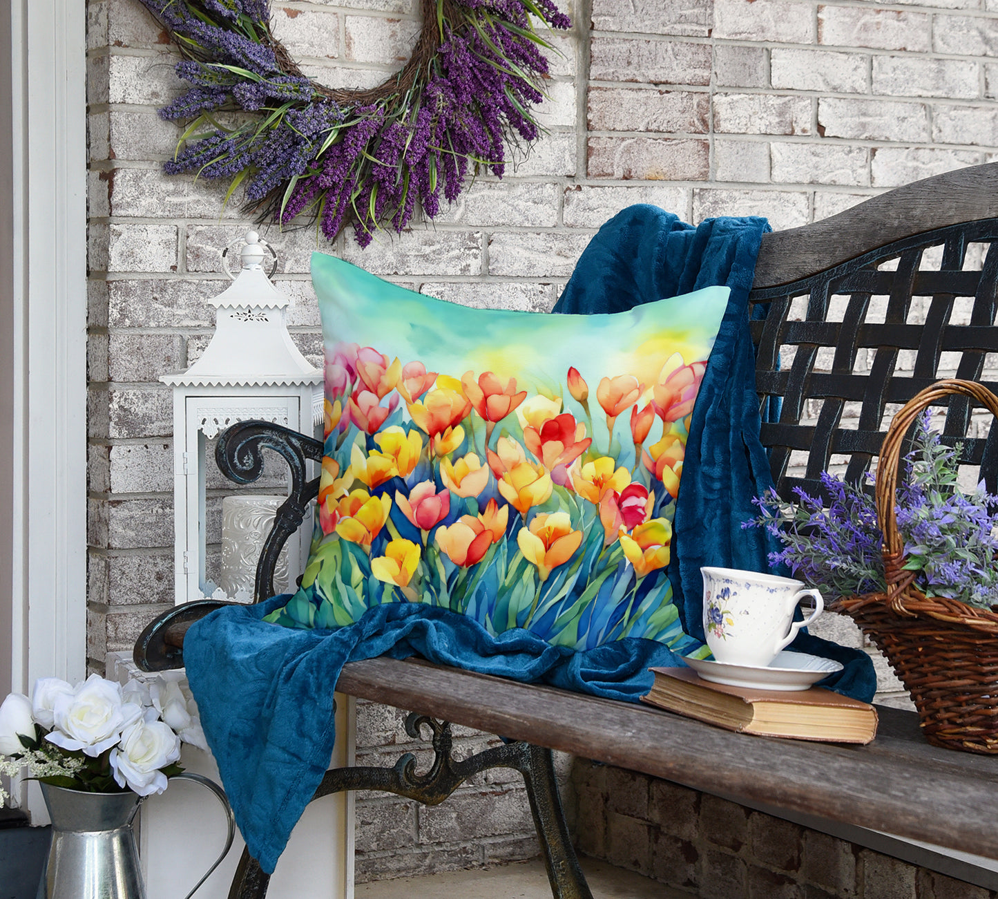 Freesias in Watercolor Throw Pillow