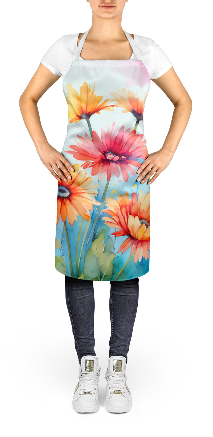 Gerbera Daisies in Watercolor Apron