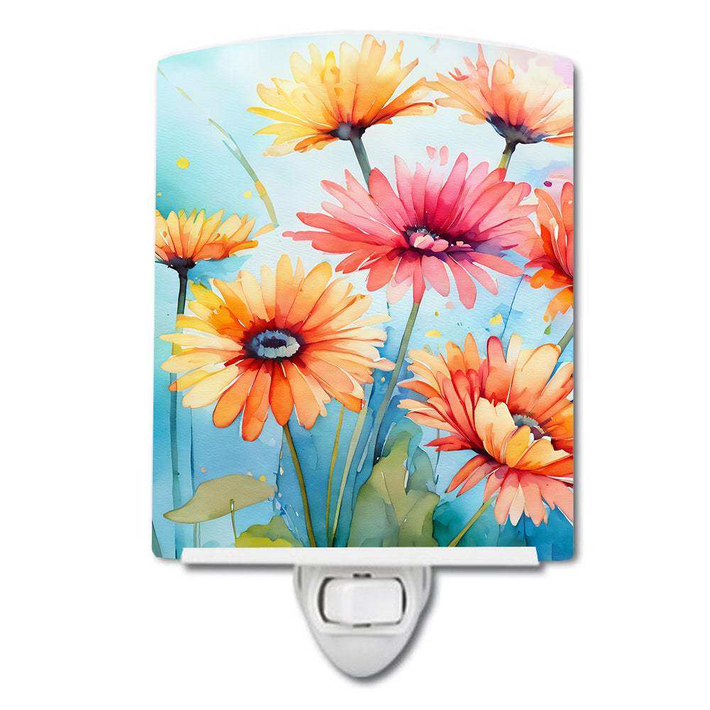 Buy this Gerbera Daisies in Watercolor Ceramic Night Light