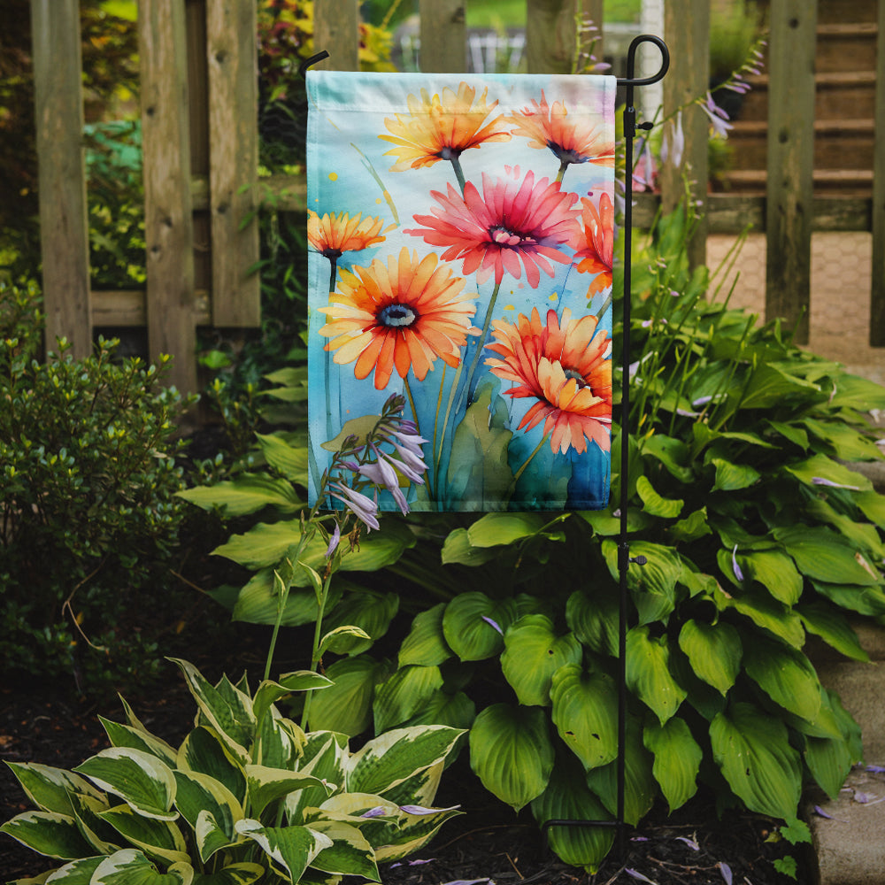 Gerbera Daisies in Watercolor Garden Flag