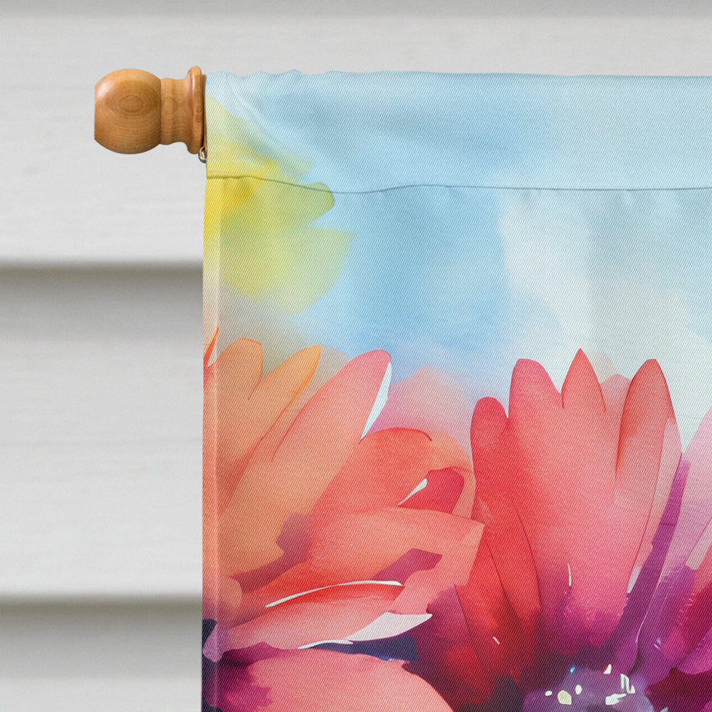 Gerbera Daisies in Watercolor House Flag
