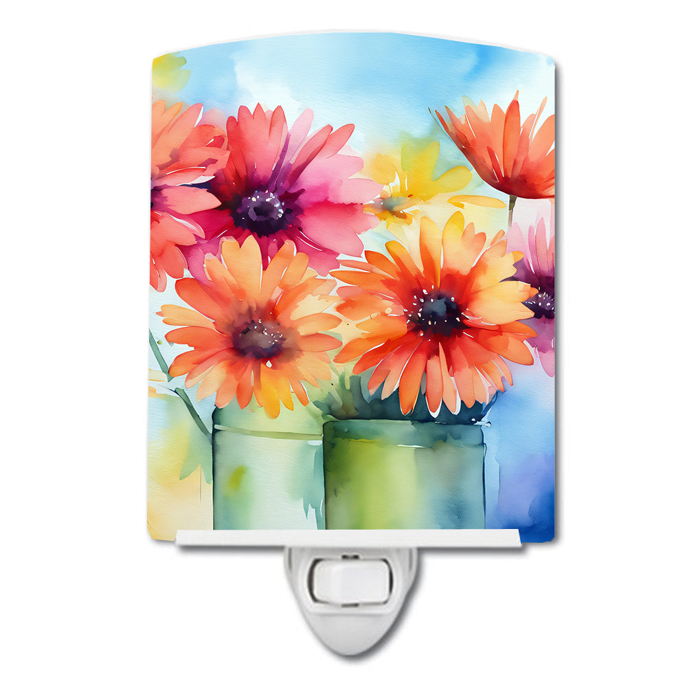 Buy this Gerbera Daisies in Watercolor Ceramic Night Light