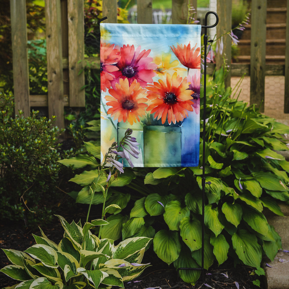 Gerbera Daisies in Watercolor Garden Flag