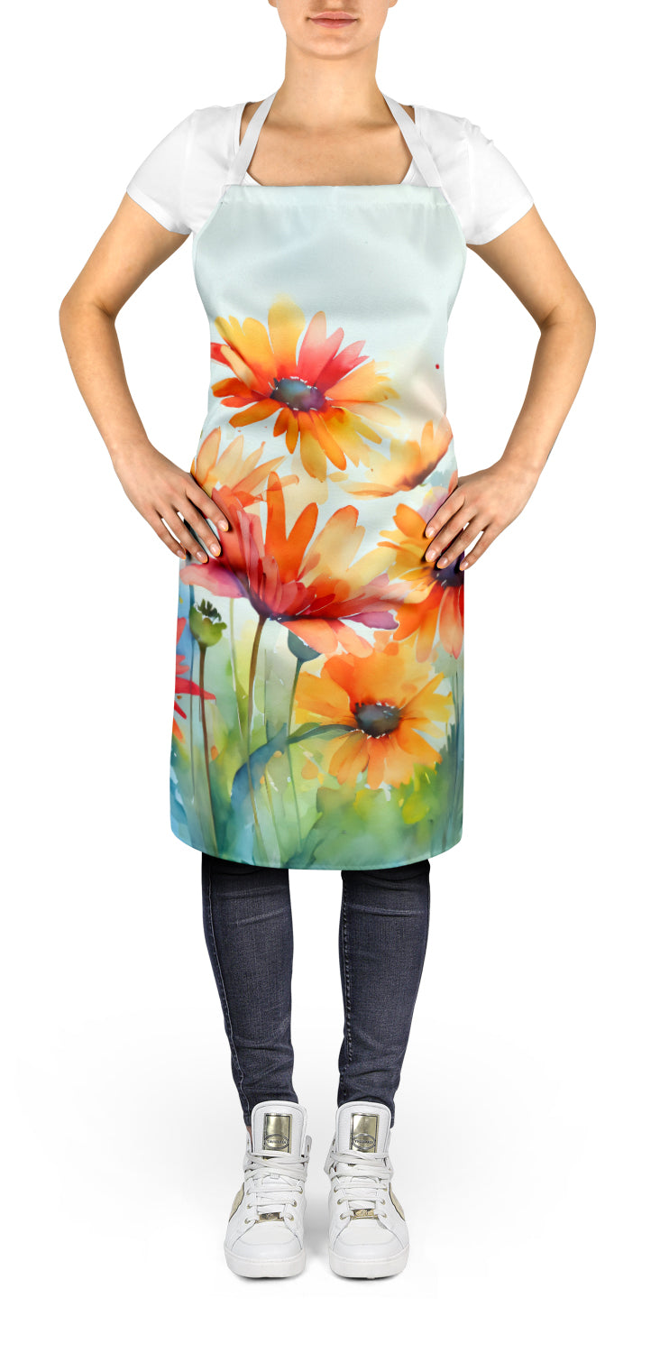 Gerbera Daisies in Watercolor Apron