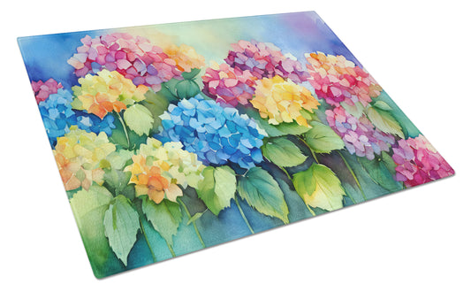 Buy this Hydrangeas in Watercolor Glass Cutting Board