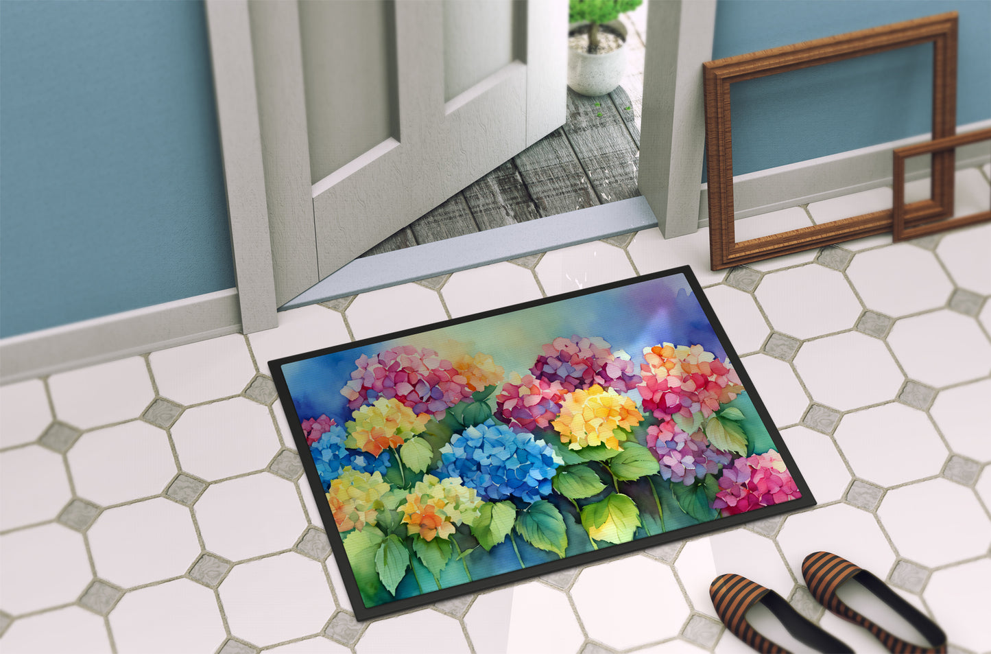 Hydrangeas in Watercolor Doormat