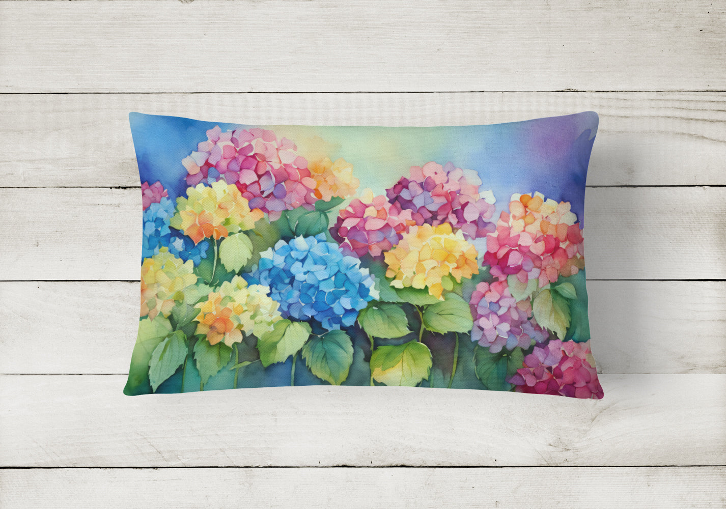 Hydrangeas in Watercolor Throw Pillow