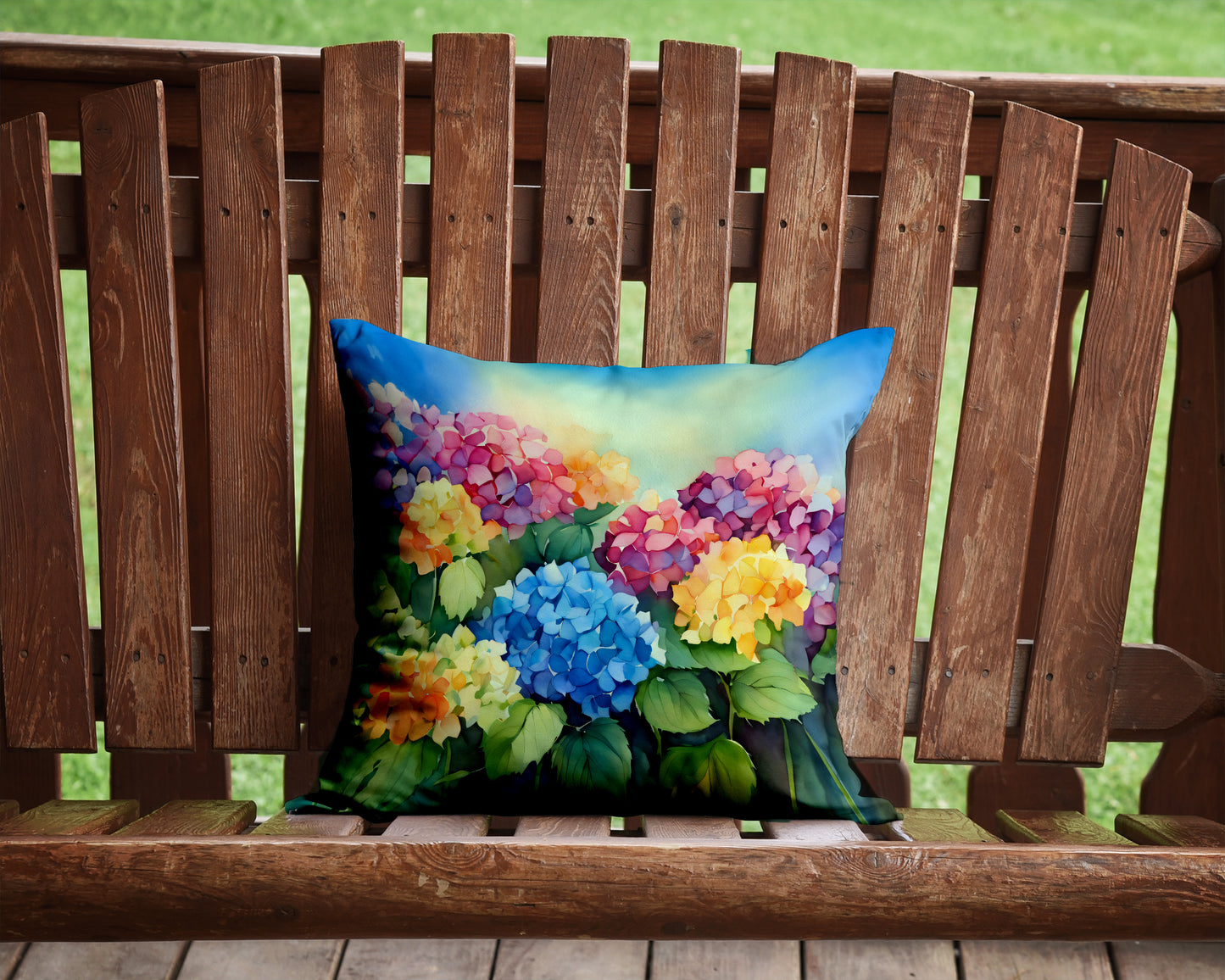 Hydrangeas in Watercolor Throw Pillow