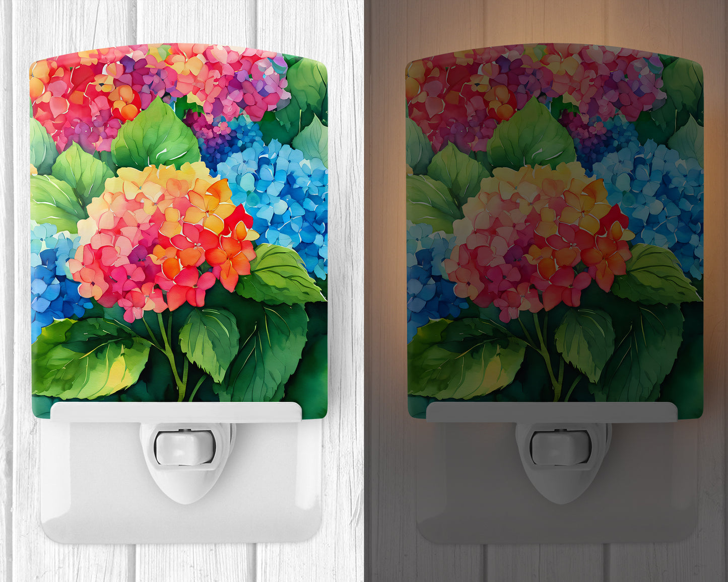 Hydrangeas in Watercolor Ceramic Night Light