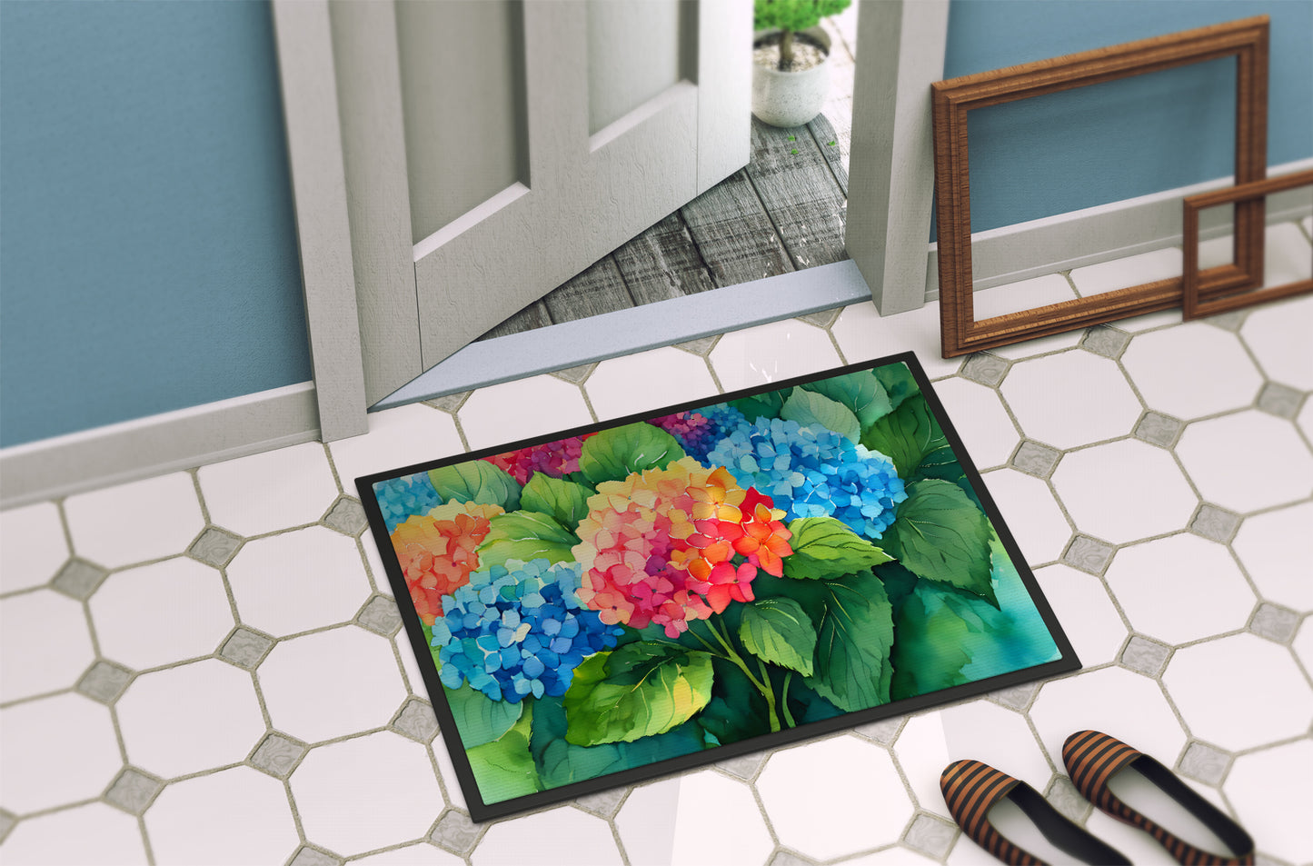 Hydrangeas in Watercolor Doormat