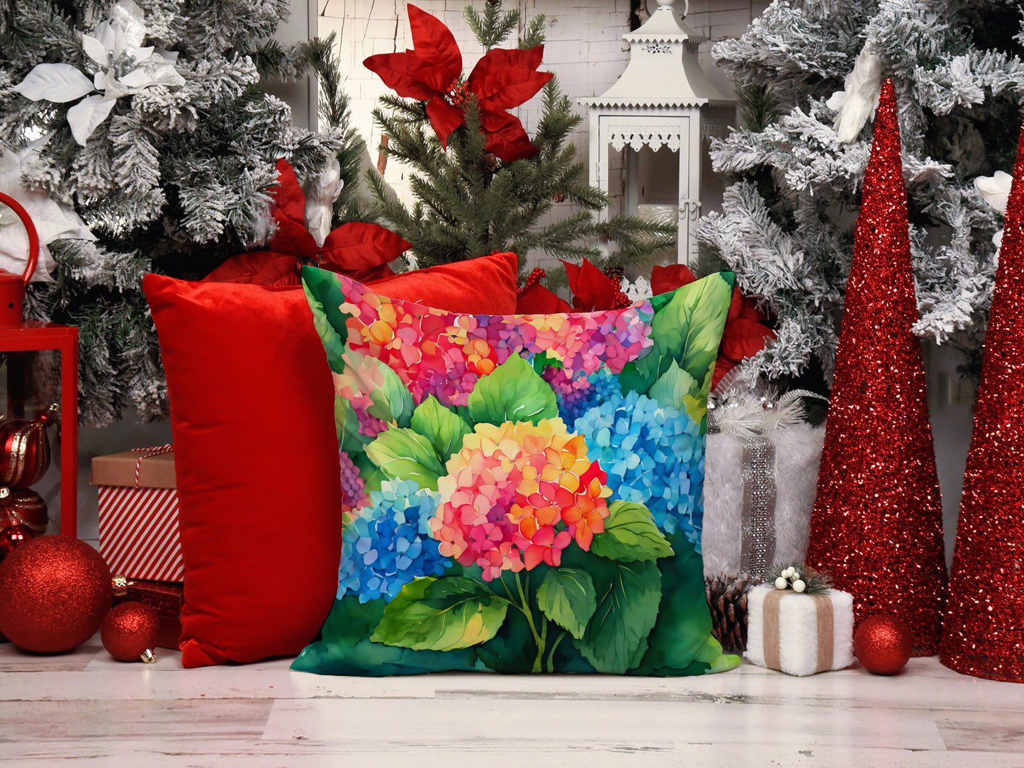 Hydrangeas in Watercolor Throw Pillow