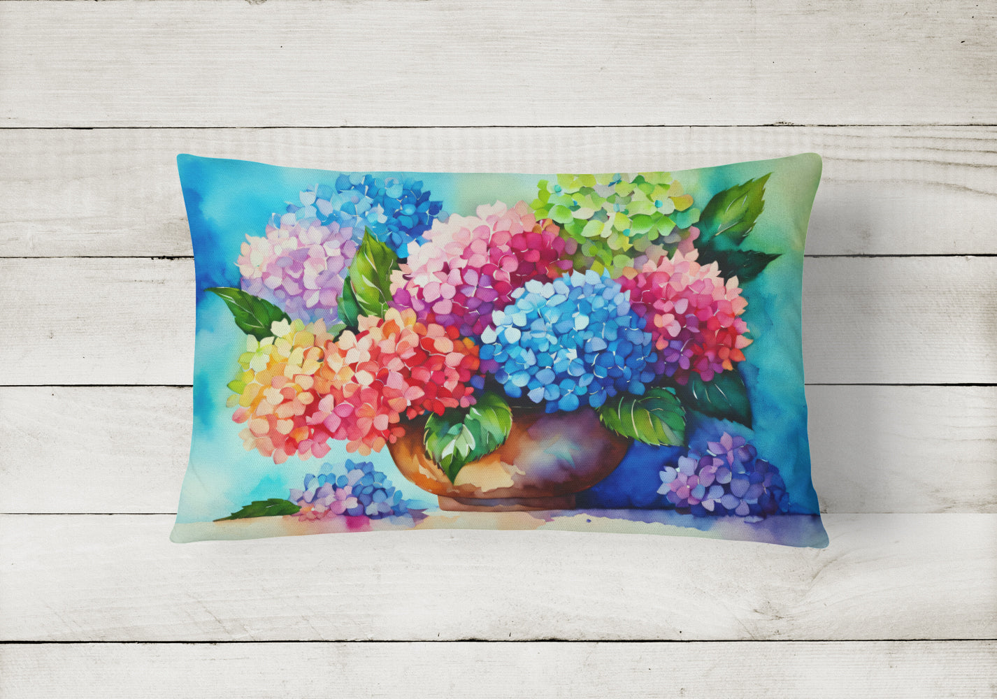 Hydrangeas in Watercolor Throw Pillow