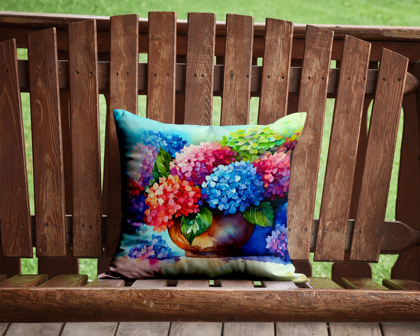 Hydrangeas in Watercolor Throw Pillow