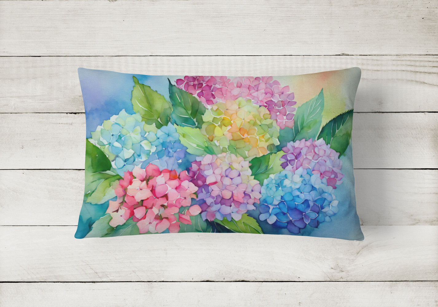 Hydrangeas in Watercolor Throw Pillow