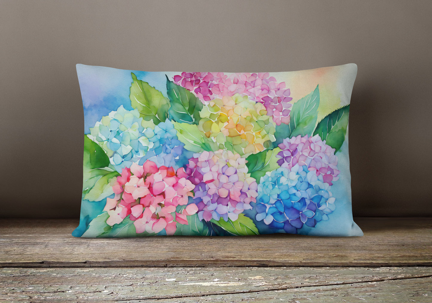 Hydrangeas in Watercolor Throw Pillow