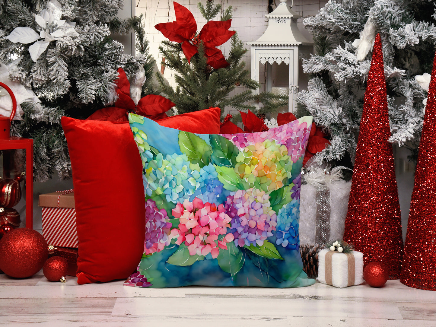 Hydrangeas in Watercolor Throw Pillow