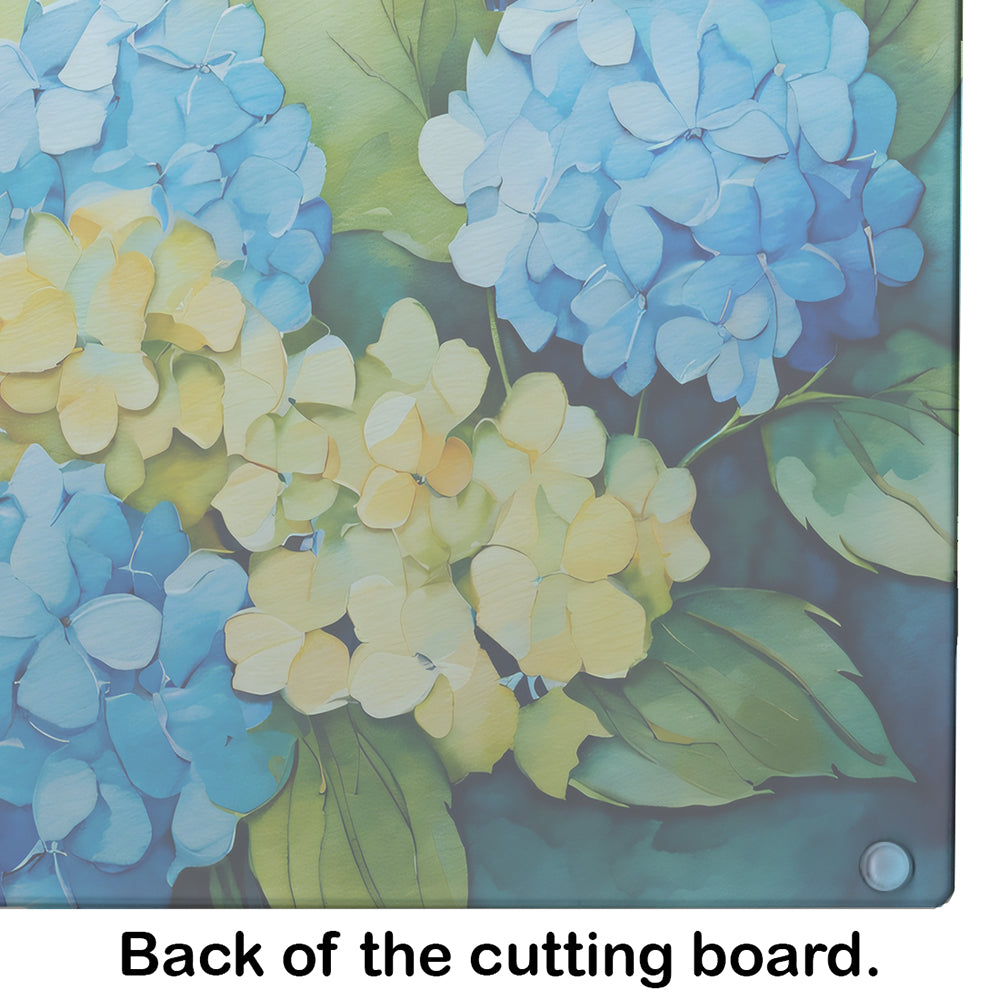 Hydrangeas in Watercolor Glass Cutting Board