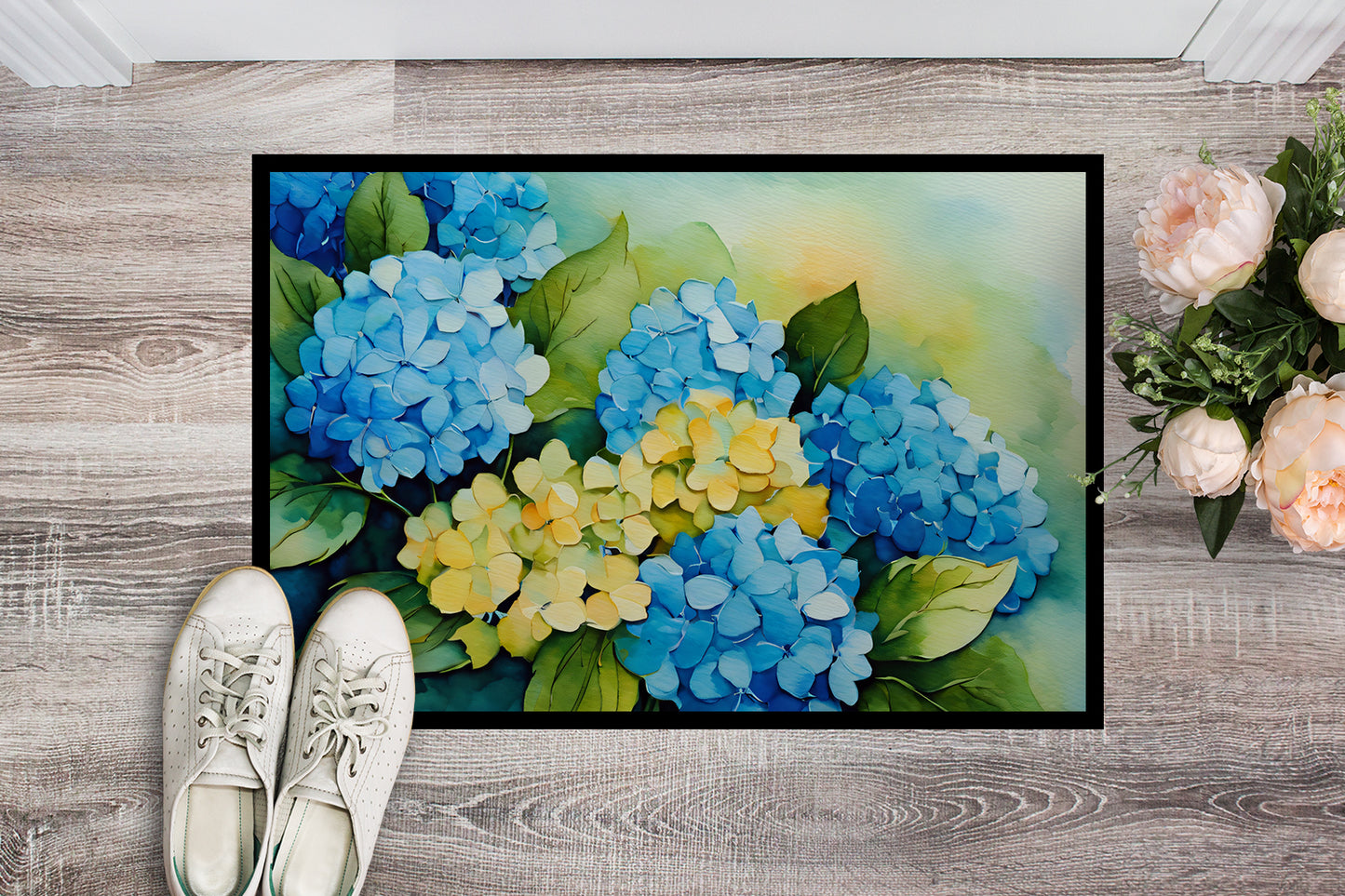 Hydrangeas in Watercolor Doormat