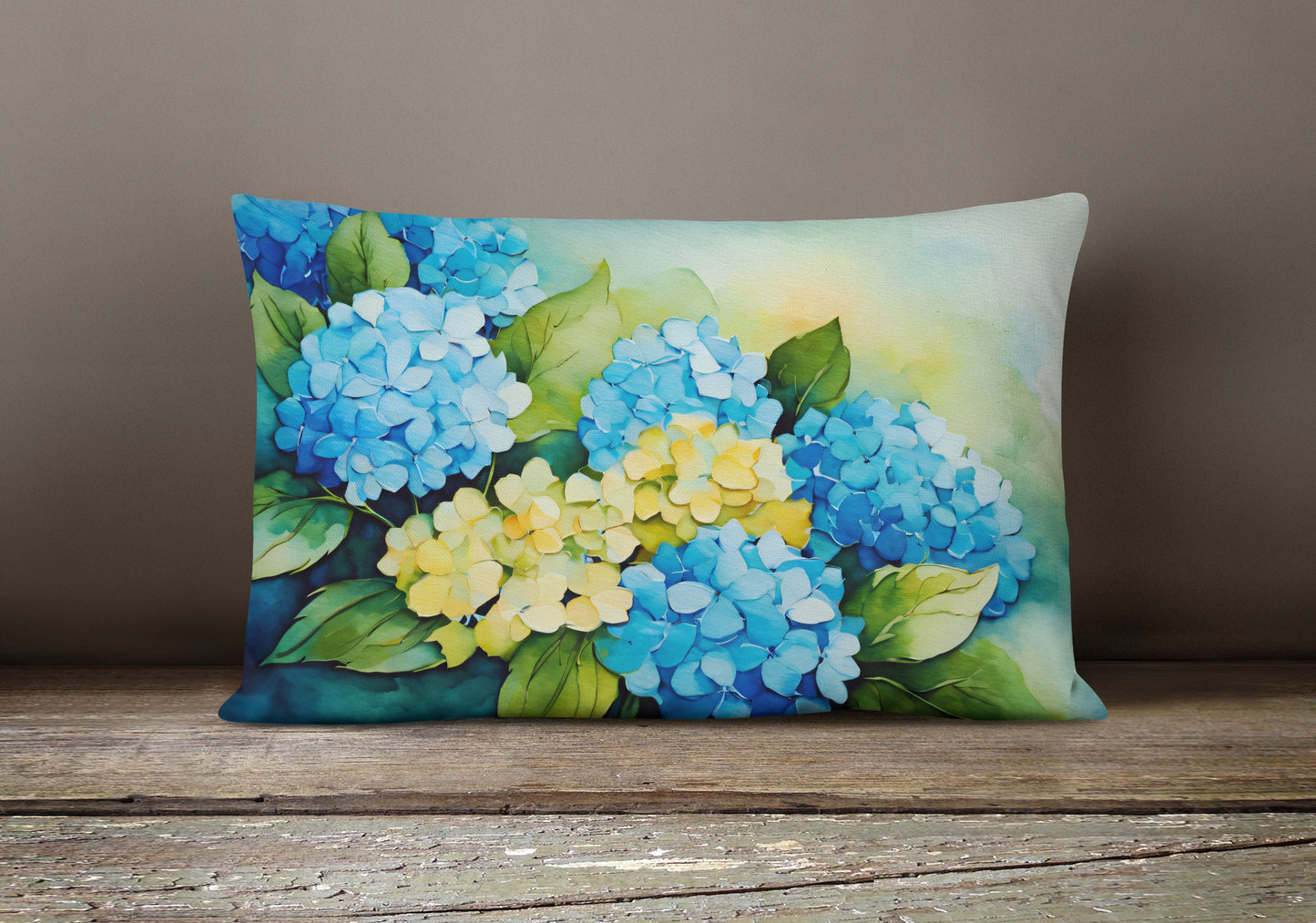 Hydrangeas in Watercolor Throw Pillow