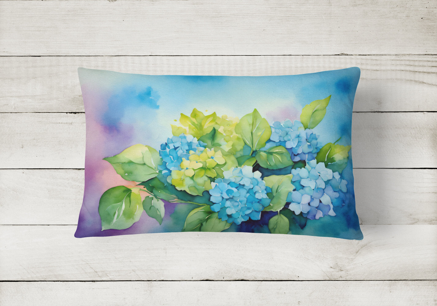 Hydrangeas in Watercolor Throw Pillow