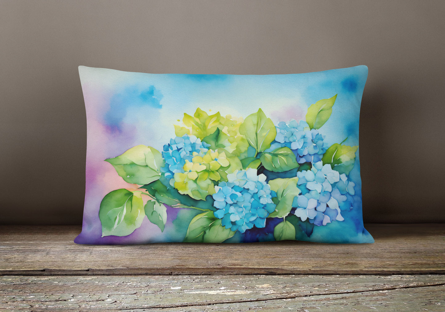 Hydrangeas in Watercolor Throw Pillow