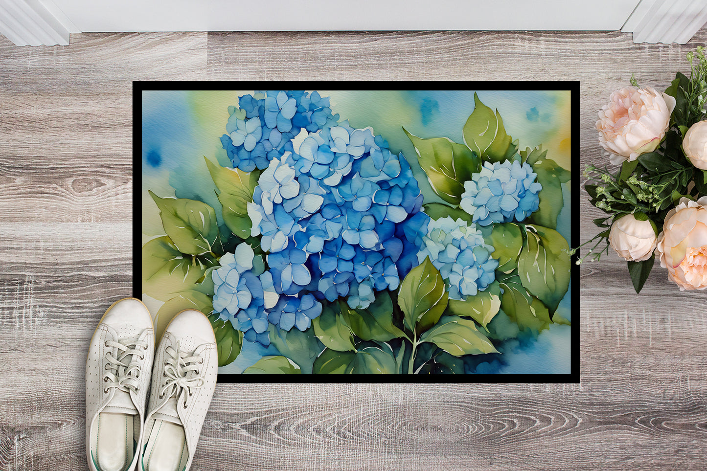 Hydrangeas in Watercolor Doormat