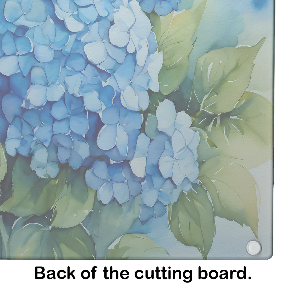 Hydrangeas in Watercolor Glass Cutting Board