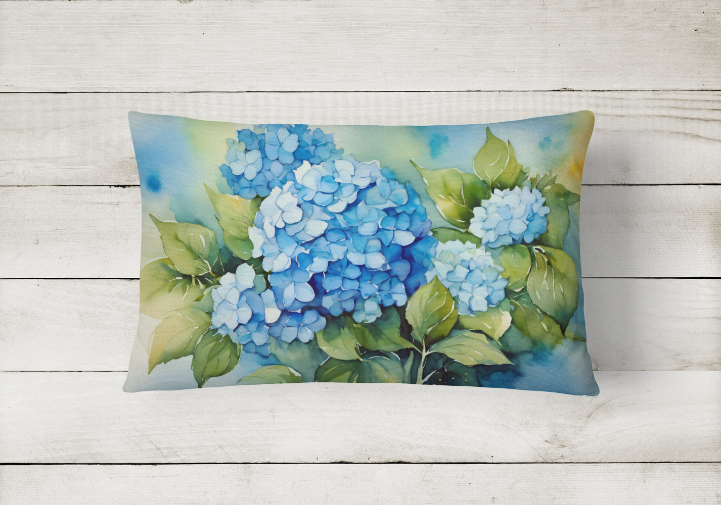 Hydrangeas in Watercolor Throw Pillow