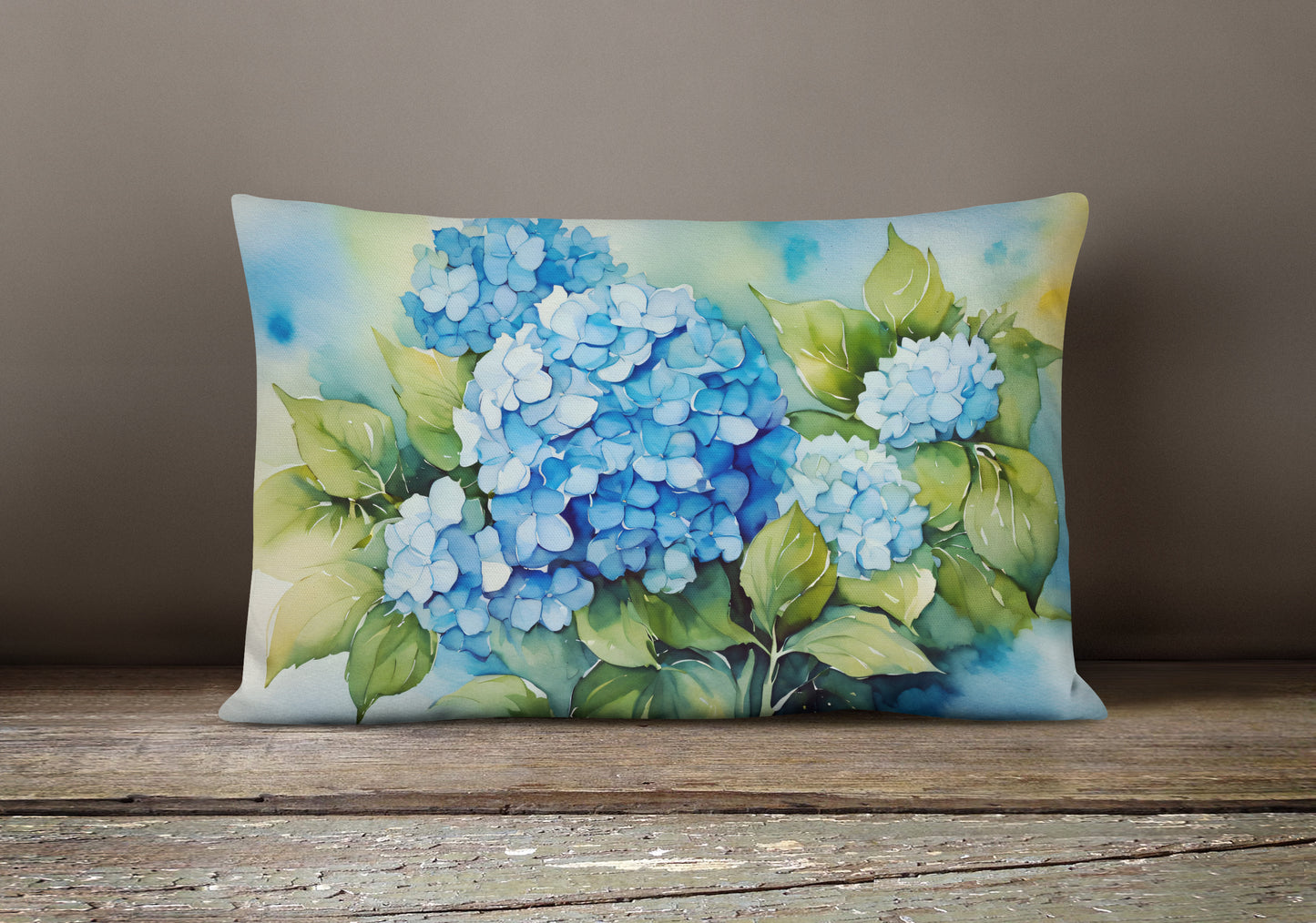 Hydrangeas in Watercolor Throw Pillow