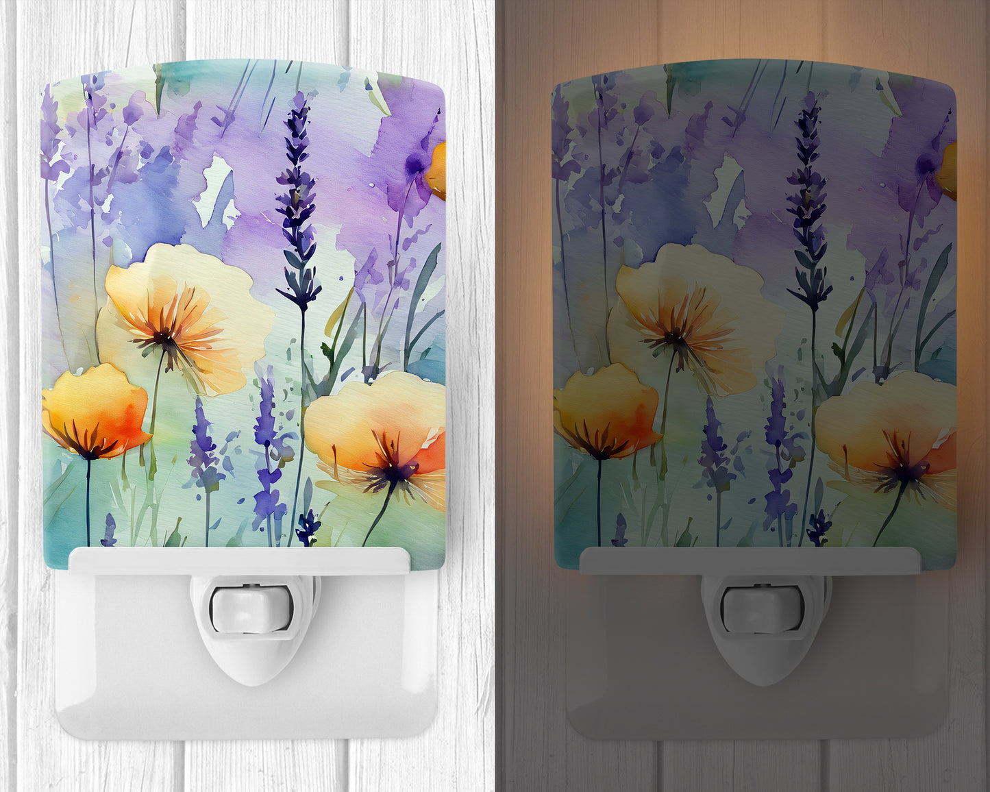 Lavender in Watercolor Ceramic Night Light