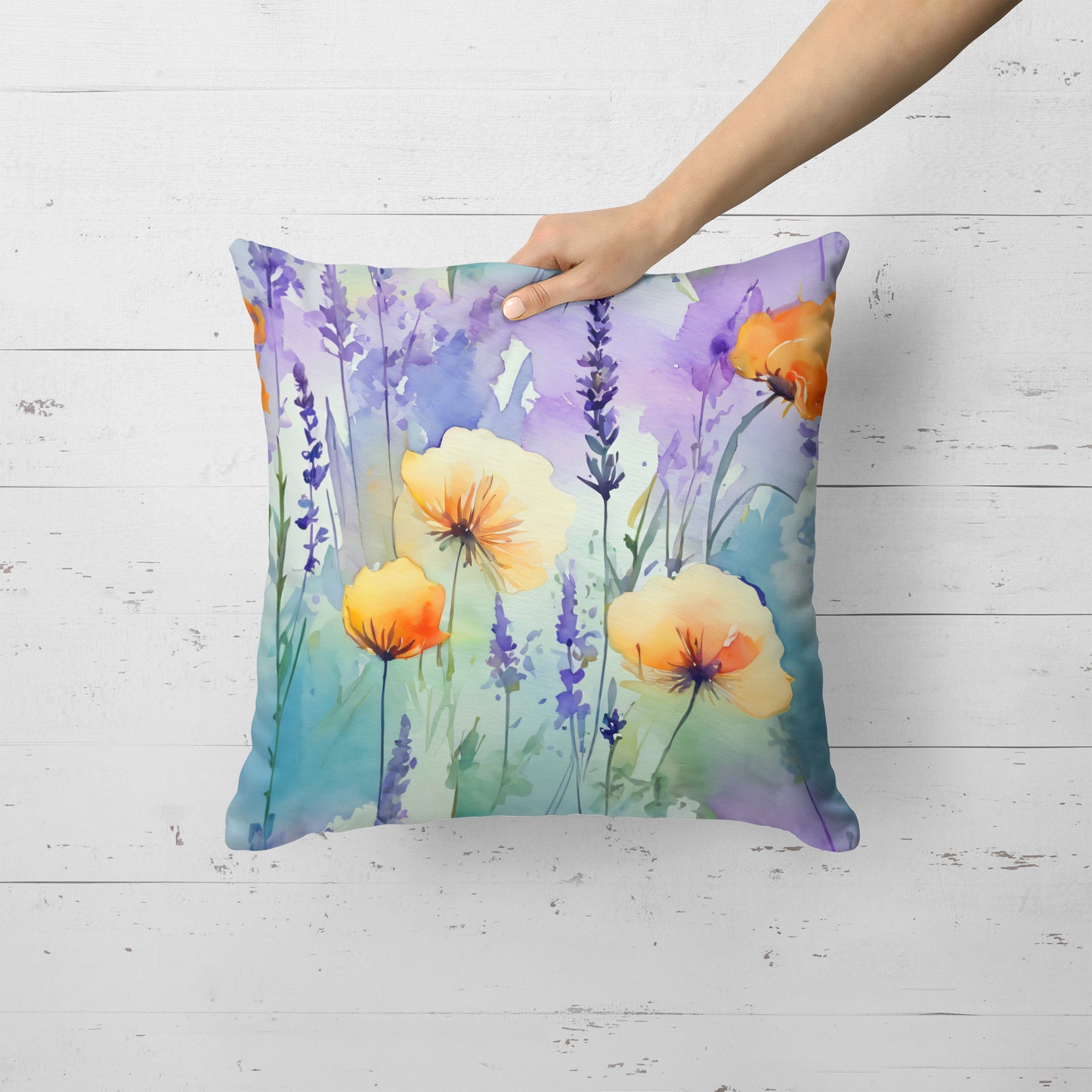 Lavender in Watercolor Throw Pillow