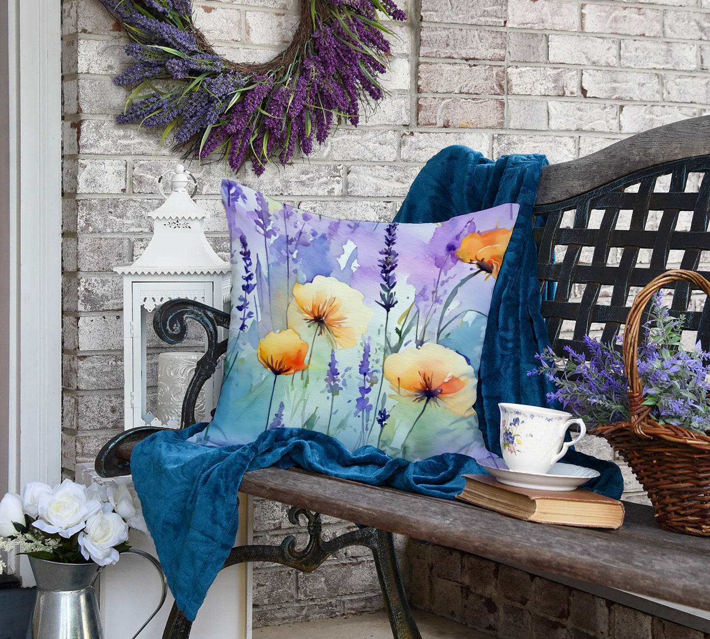 Lavender in Watercolor Throw Pillow