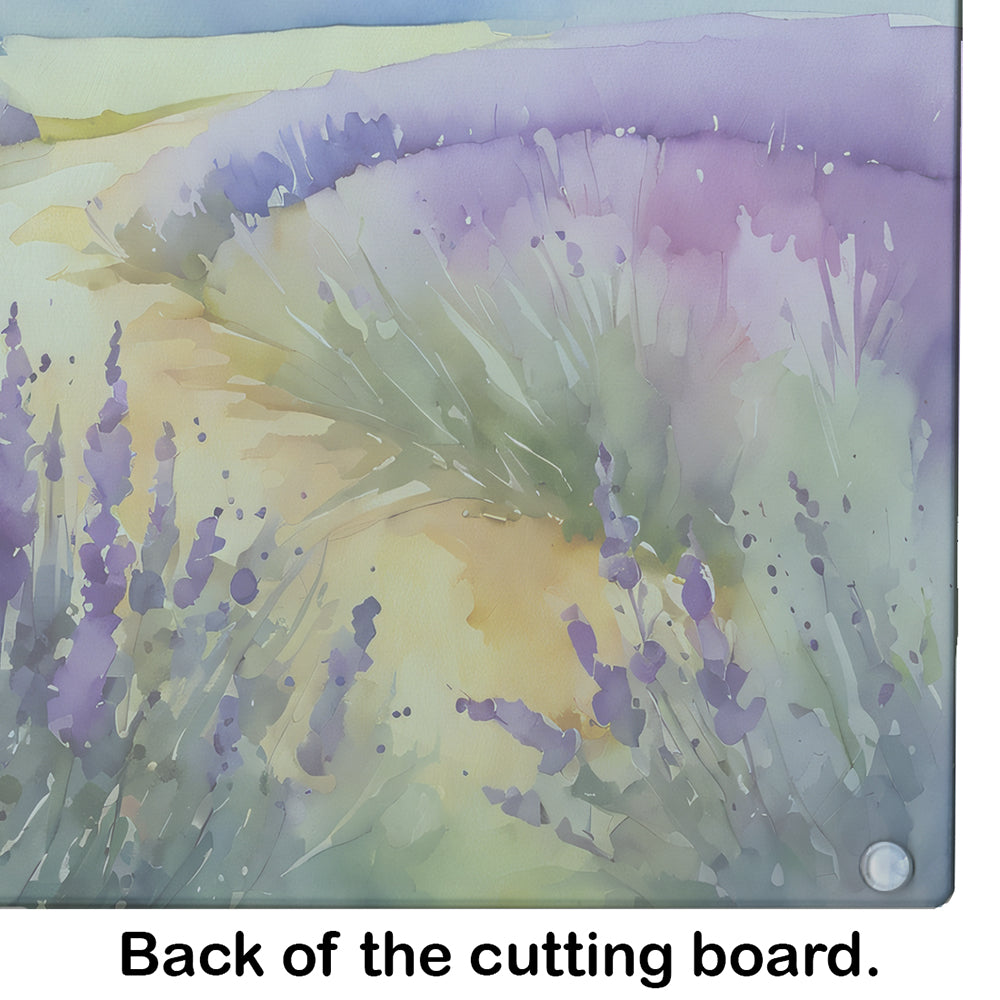 Lavender in Watercolor Glass Cutting Board