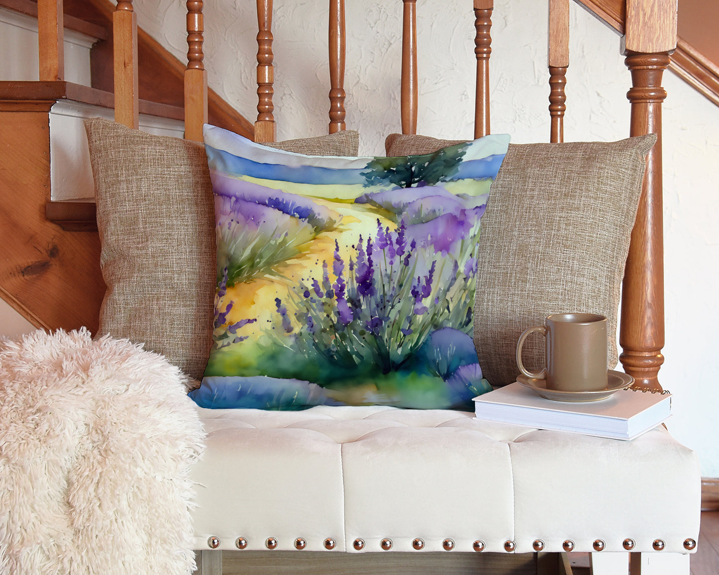 Lavender in Watercolor Throw Pillow