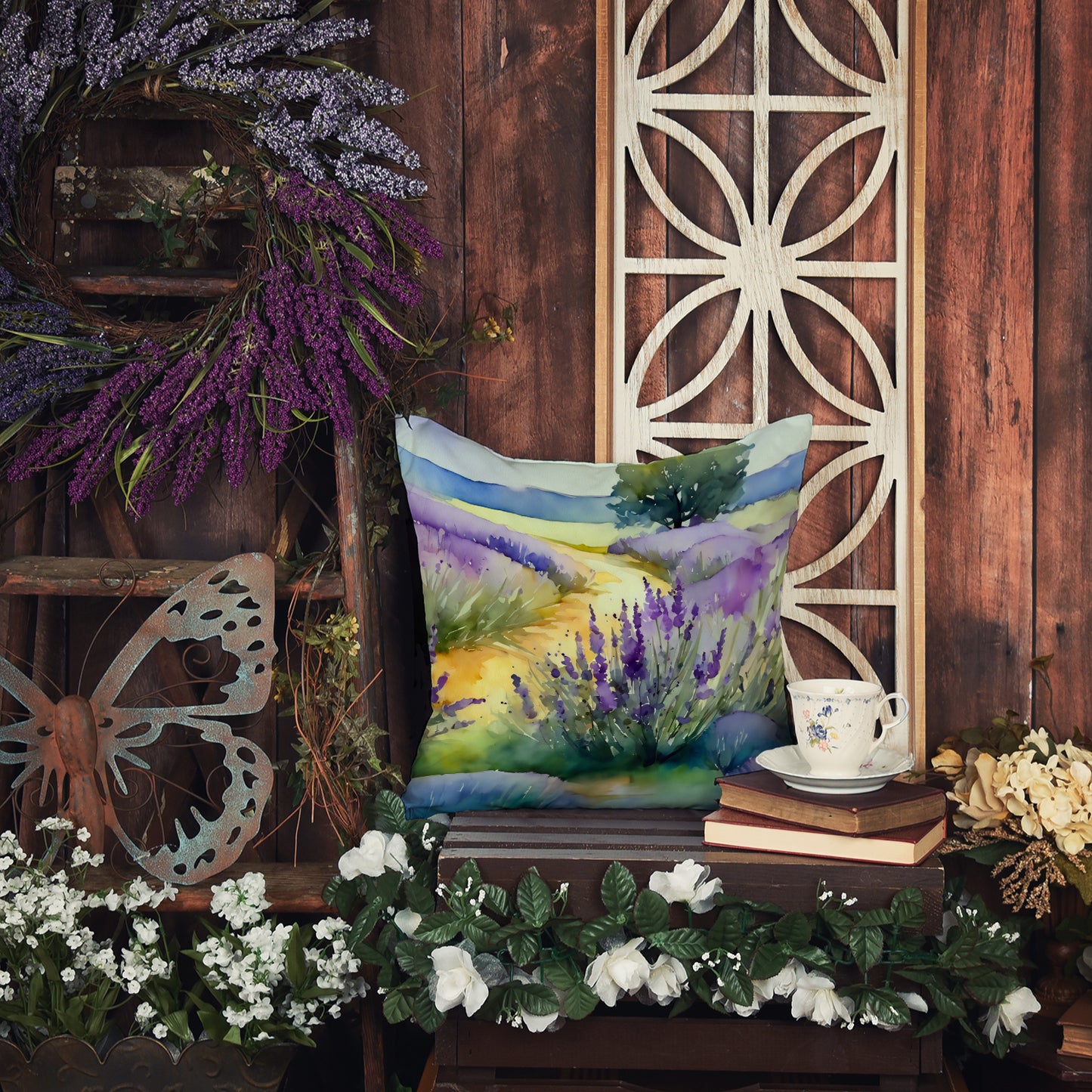 Lavender in Watercolor Throw Pillow