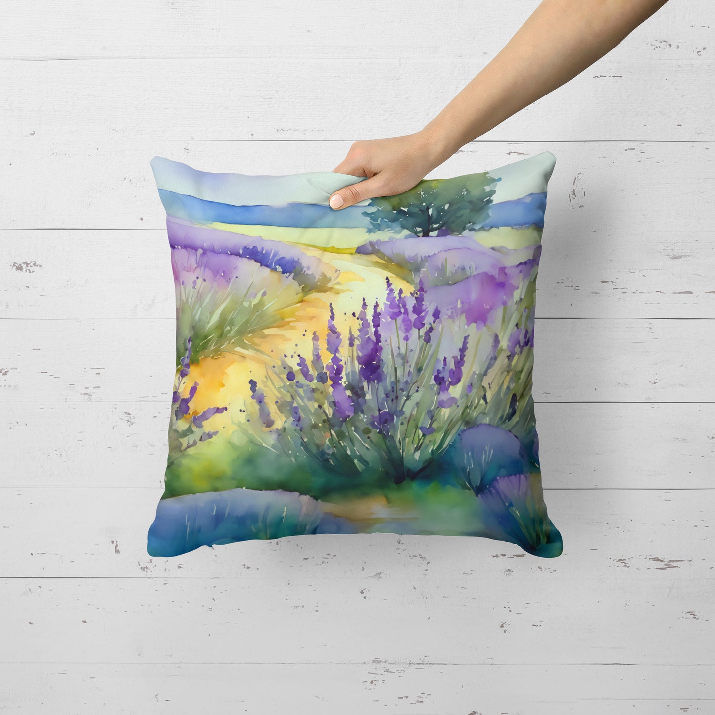 Lavender in Watercolor Throw Pillow