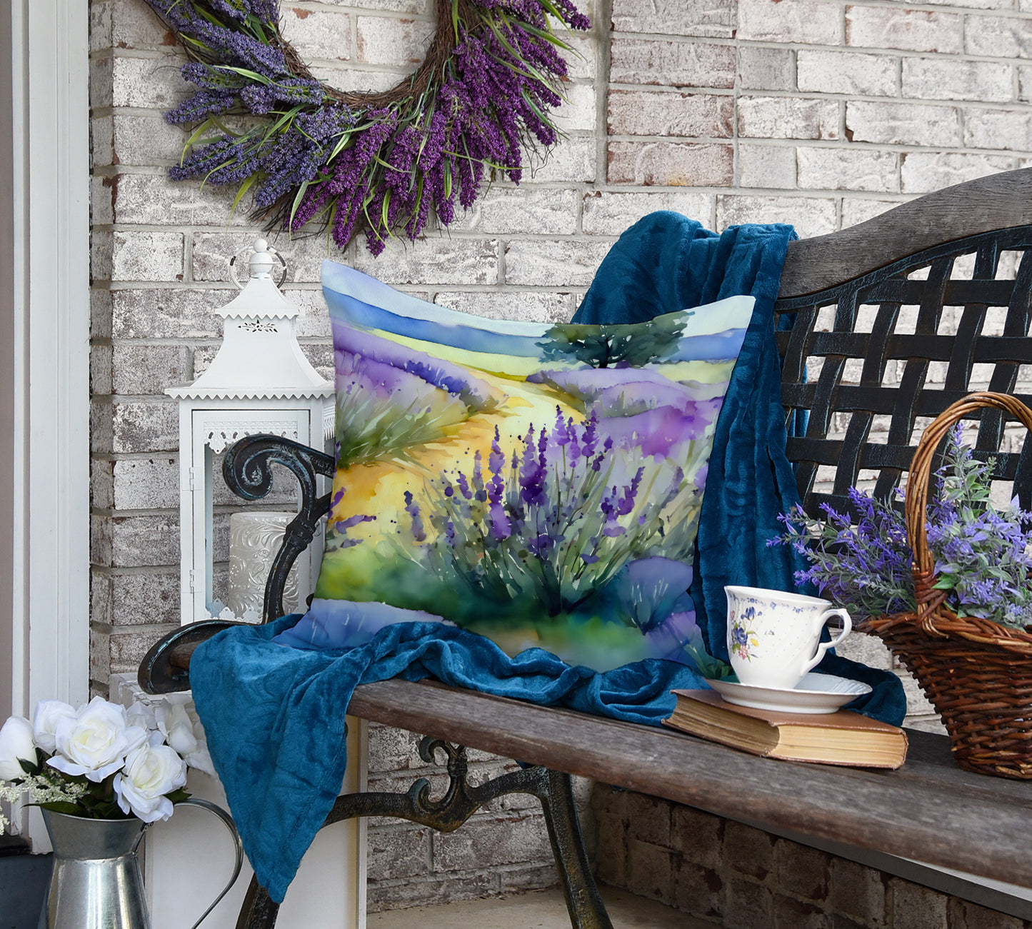 Lavender in Watercolor Throw Pillow