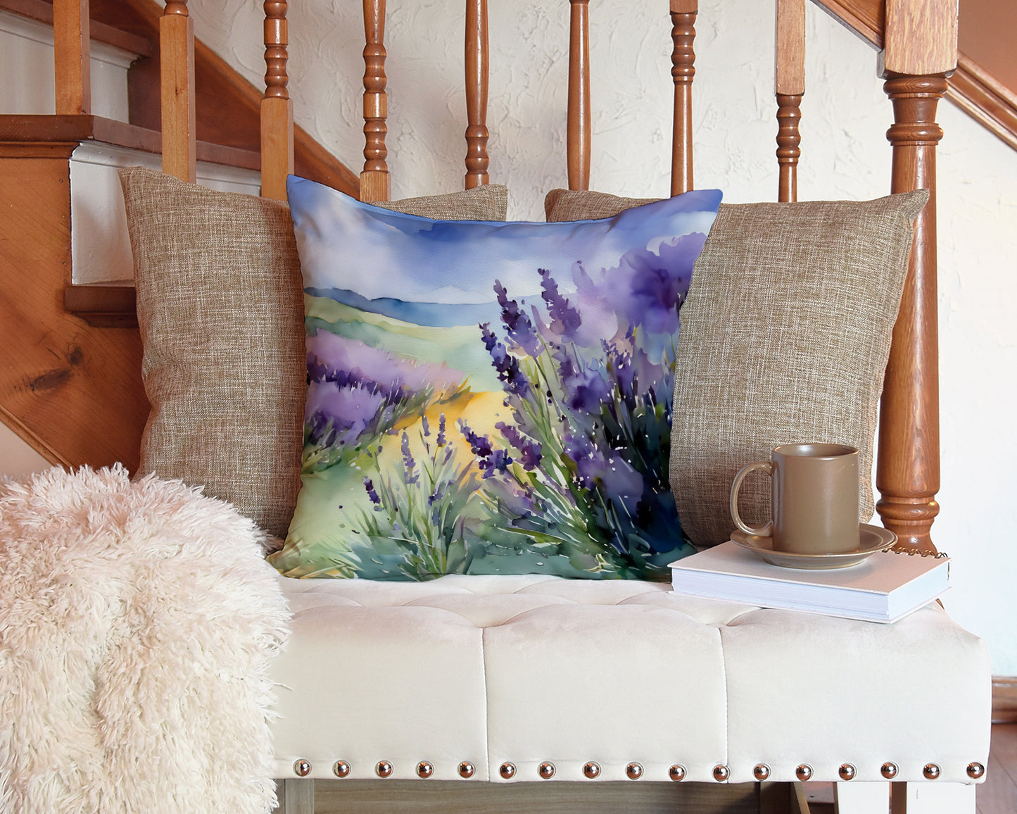 Lavender in Watercolor Throw Pillow