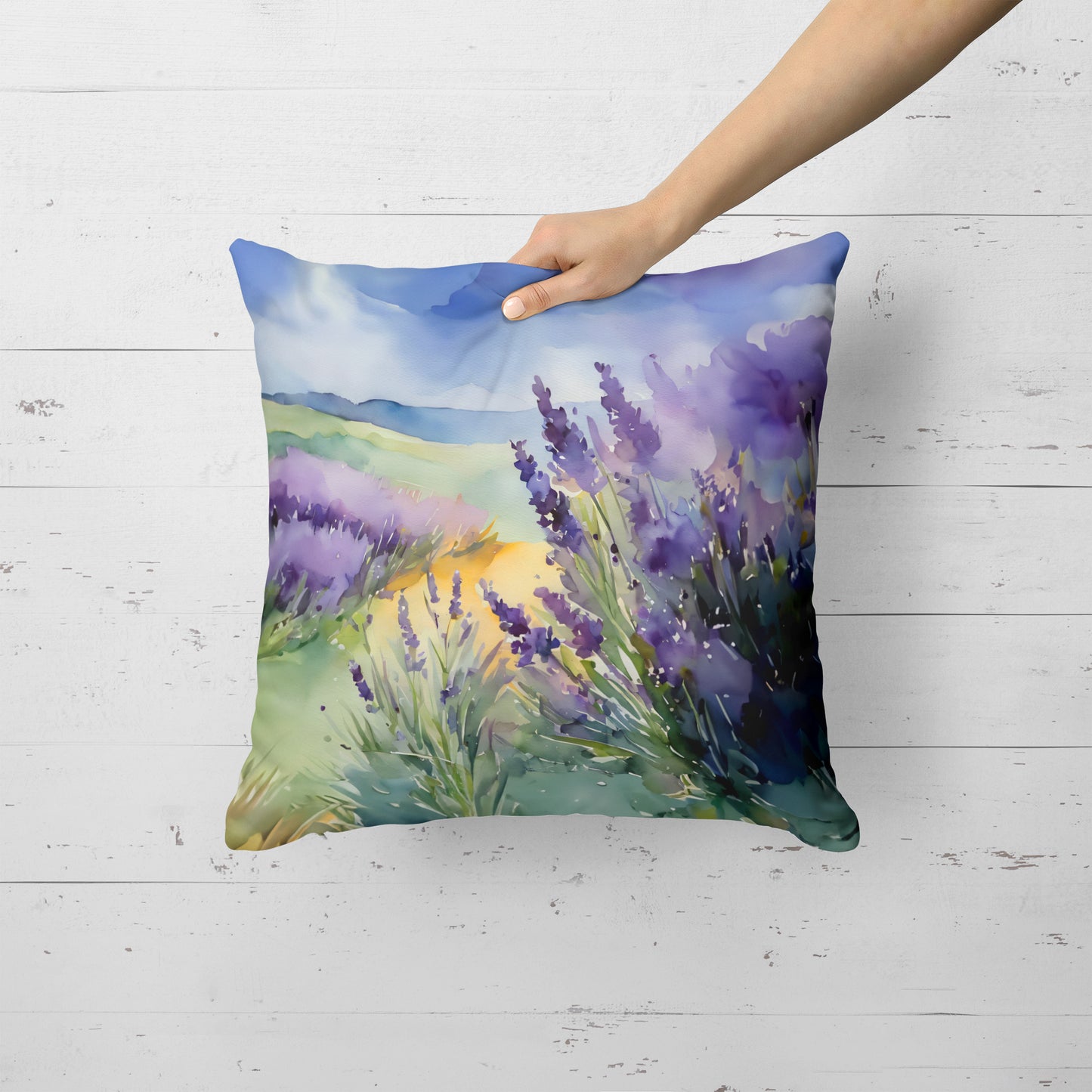 Lavender in Watercolor Throw Pillow